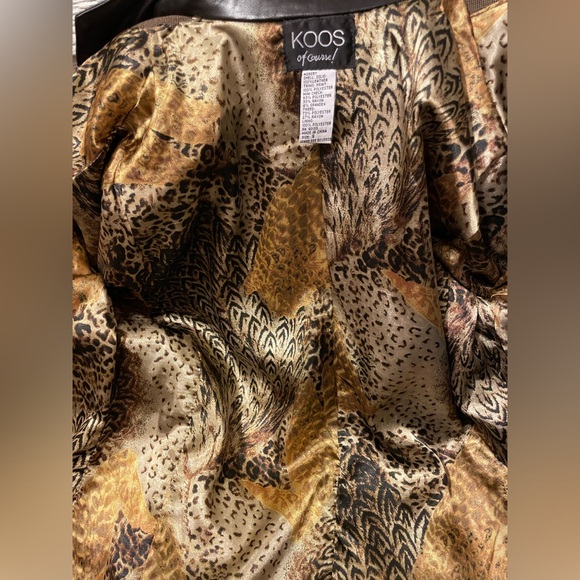 Brown Leather & Mixed Fabric Moto Jacket - Picture 3 of 7